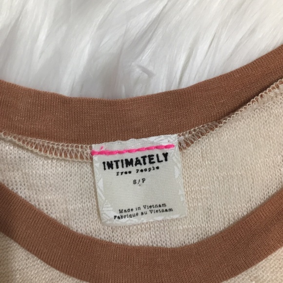 Free People Cream & Brown Long Flowy Top, Size S - Picture 4 of 4